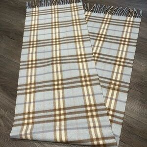Authentic Burberry Women's Blue / Beige and Brown Plaid Scarf or Wrap